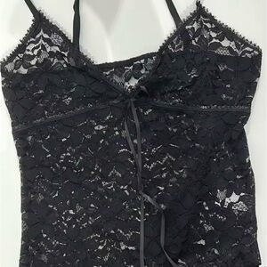 Black Lace Camisole with Front Tie